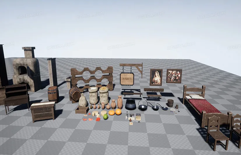 中世纪室内道具-Medieval Interior Tools Pack