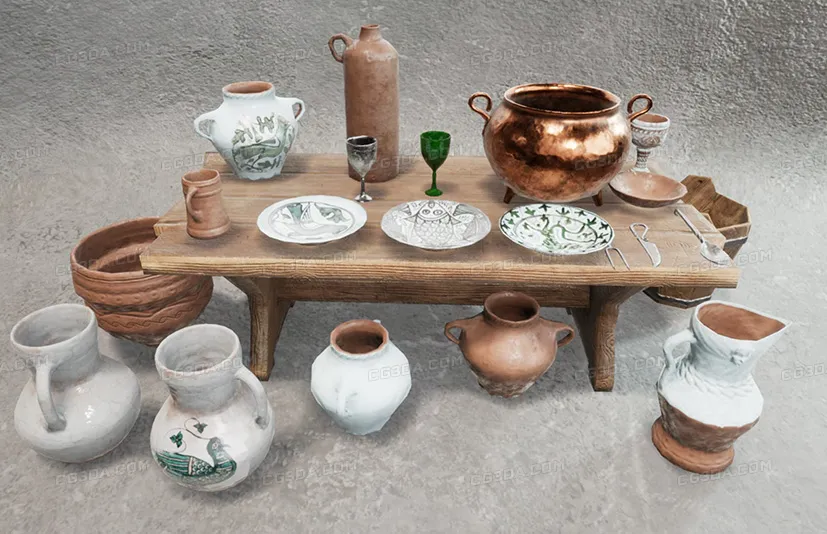 中世纪厨房餐具-Medieval Kitchen Tableware