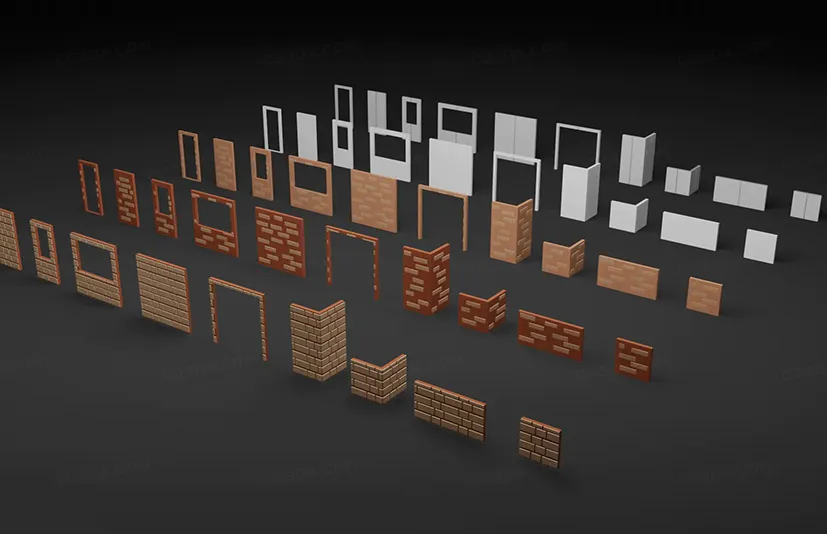 模块化建筑套件 - 低面 - Modular Building Set - Low Poly