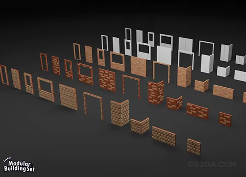 模块化建筑套件 - 低面 - Modular Building Set - Low Poly