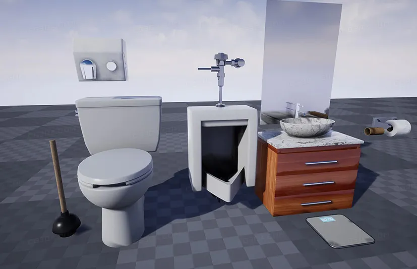 PBR马桶和浴室道具 - PBR Toilet & Bathroom Props Mega Pack