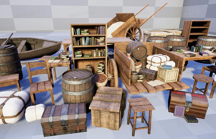 逼真的中世纪家具和道具包 - Realistic Medieval Forniture and Props Pack