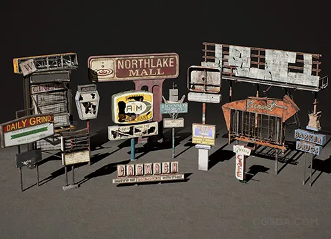 后启示录广告牌标志包 - Post Apocalyptic Signs - VOL 1