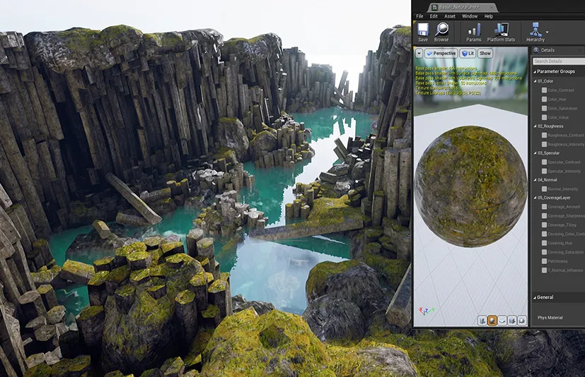 玄武岩柱和岩石 - Basalt Columns and Rocks 21 Types - AssetKit PBR