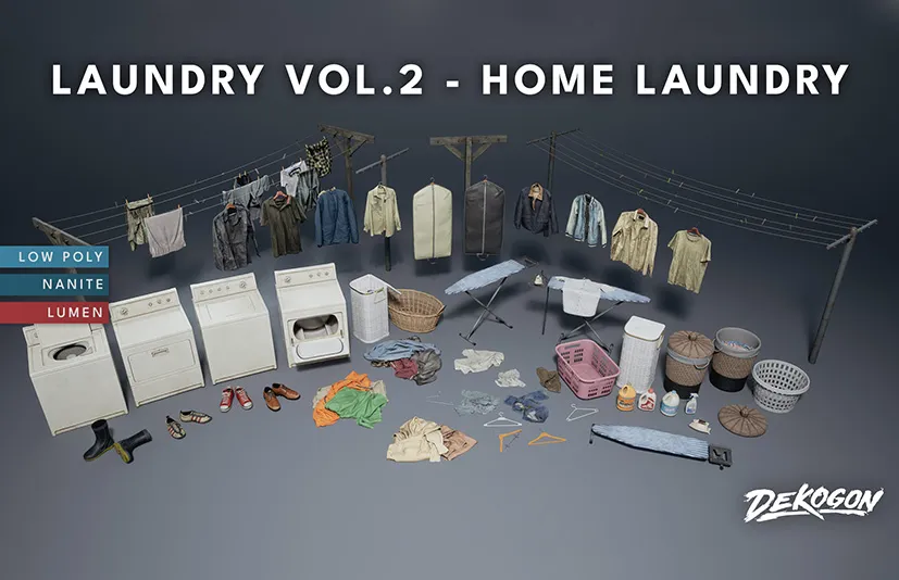 洗衣店道具 - Laundry VOL.2 - Home Laundry (Nanite and Low Poly)