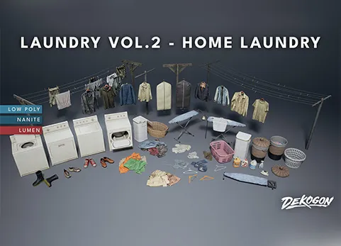 洗衣店道具 - Laundry VOL.2 - Home Laundry (Nanite and Low Poly)