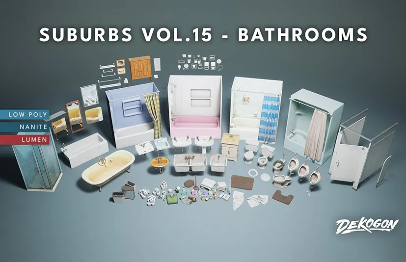 浴室道具 - Suburbs VOL.15 - Bathroom (Nanite and Low Poly)