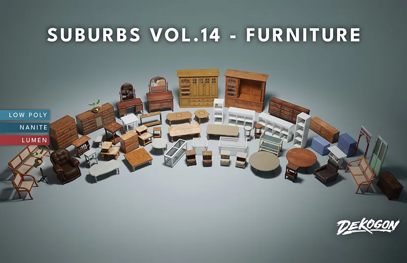 家具 - Suburbs VOL.14 - Furniture (Nanite and Low Poly)