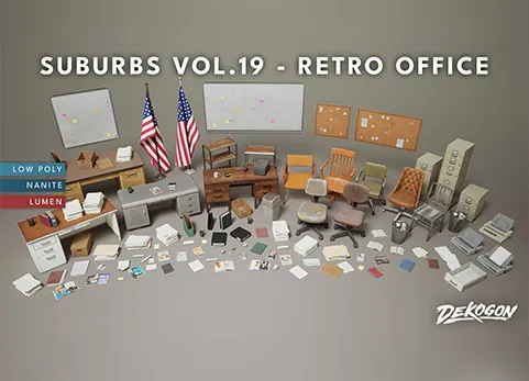 复古办公室 - Suburbs VOL.19 - Retro Office (Nanite and Low Poly)