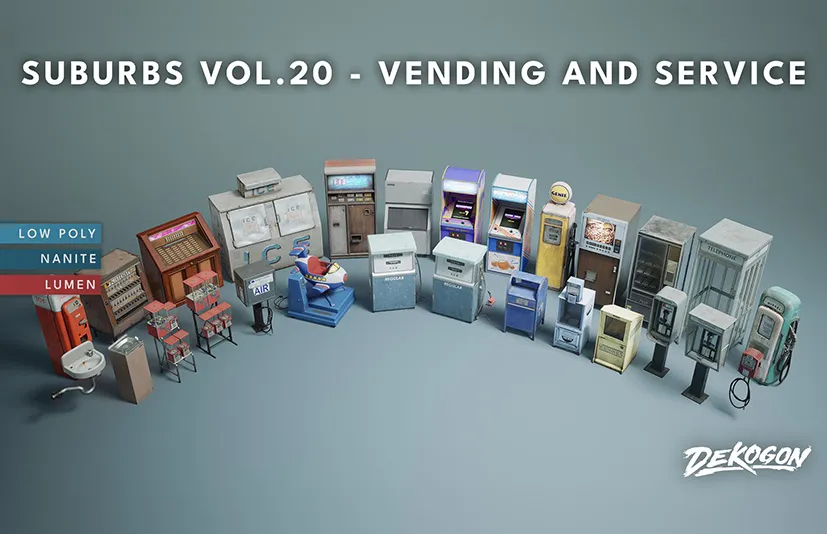 自动售货机和服务 - Suburbs VOL.20 - Vending and Service (Nanite and Low Poly)
