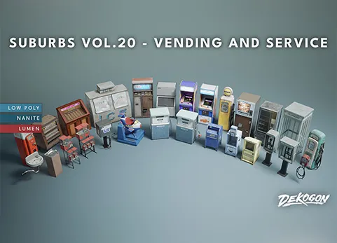自动售货机和服务 - Suburbs VOL.20 - Vending and Service (Nanite and Low Poly)