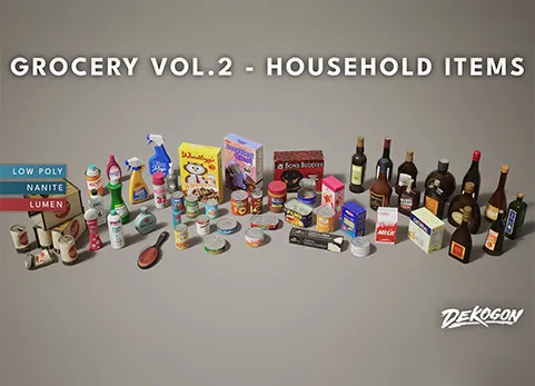 厨房家居用品 - Grocery VOL.2 - Household Items (Nanite and Low Poly)
