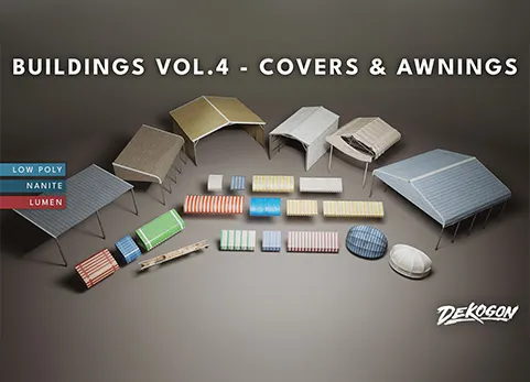 覆盖物和遮阳篷 - Buildings VOL.4 - Covers and Awnings (Nanite and Low Poly)