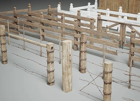 模块化农场围栏 - Fences VOL.2 - Farm and Town Modular (Nanite and Low Poly)