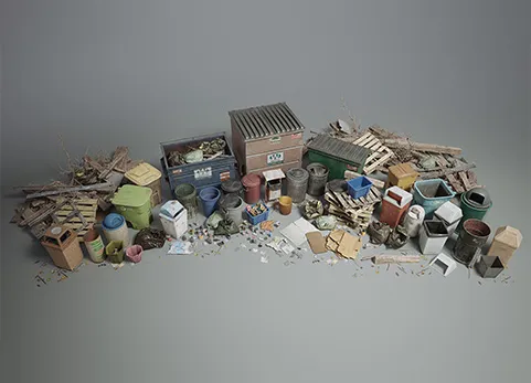 城市街道垃圾 -  Trash VOL.1 - City Streets (Nanite and Low Poly Versions)