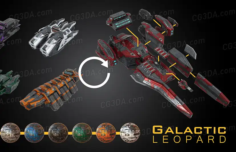 太空堡垒/宇宙战舰-Galactic Leopard Capital Spaceship (20 Examples)