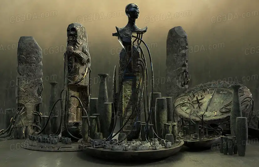 克苏鲁风格异形资源包-Vintage SciFi pack VOL 1 Enigmatic Ancient Stone