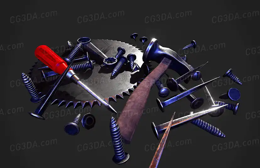 螺丝刀/锤子/钉子/齿轮-Old Tools Mini Pack