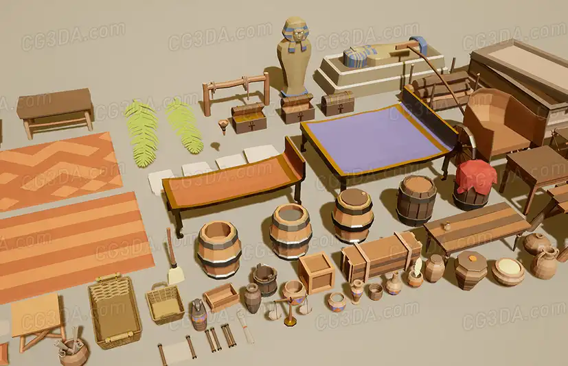 风格化古埃及城镇-Low Poly Ancient Egypt Kit