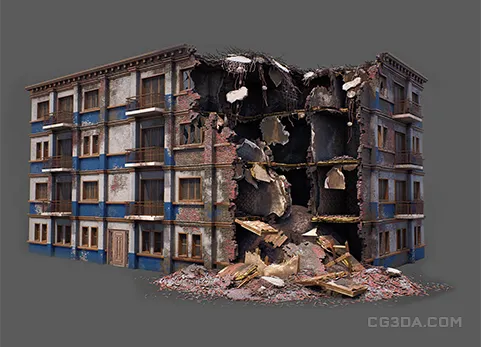 大楼建筑废墟-Destroyed Building Kit