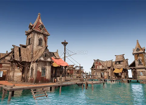 中世纪海港码头木屋-Harbour Pack - Wooden Modular Assets