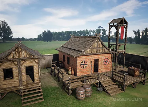 中世纪军事塔楼-Modular Medieval Wooden Structures