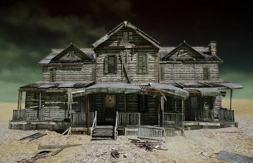 模块化废弃木屋 - Abandoned wooden house modular V01 Basic package Updated 002 Low-poly 3D model