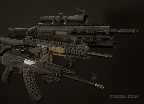 突击步枪/手榴弹/军用匕首-Customizable Weapon Pack