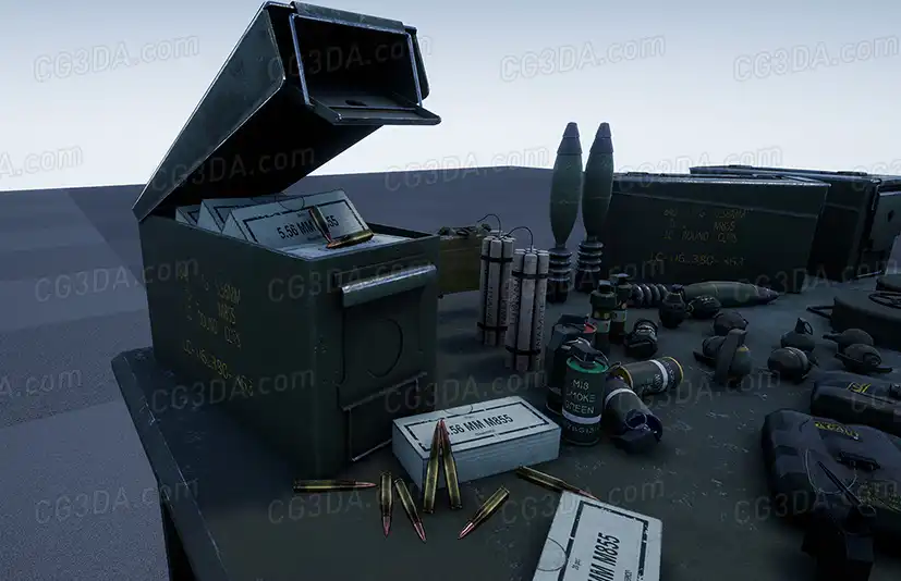 刀具、爆炸物和弹药 - 军用道具包-Knives, Explosives, and Ammunition - Military Props Pack
