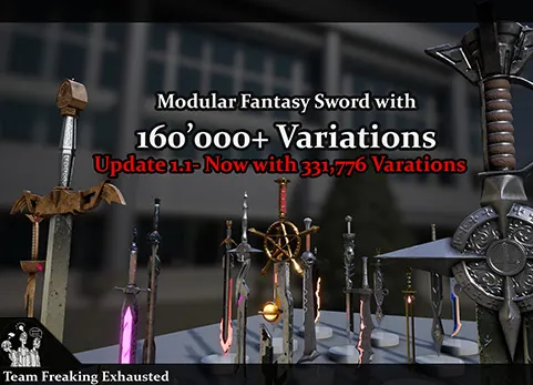 高品质模块化幻想剑-Modular Fantasy Sword with 160,000+ variations