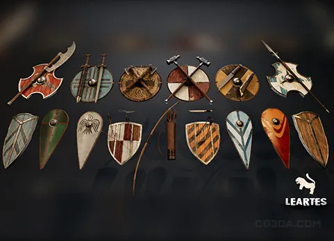 中世纪/维京武器和盾牌套装（18件） - Medieval / Viking Weapons and Shields Set (18 Pieces)