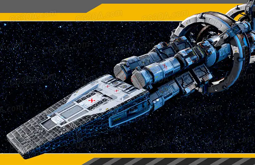 科幻殖民地宇宙飞船-SciFi Colony Spaceship with Flight System