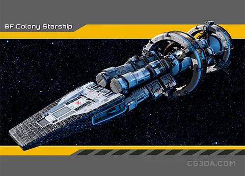 科幻殖民地宇宙飞船-SciFi Colony Spaceship with Flight System