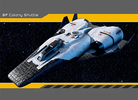 科幻殖民地航天飞机-SciFi Colony Shuttle Spaceship with Flight System