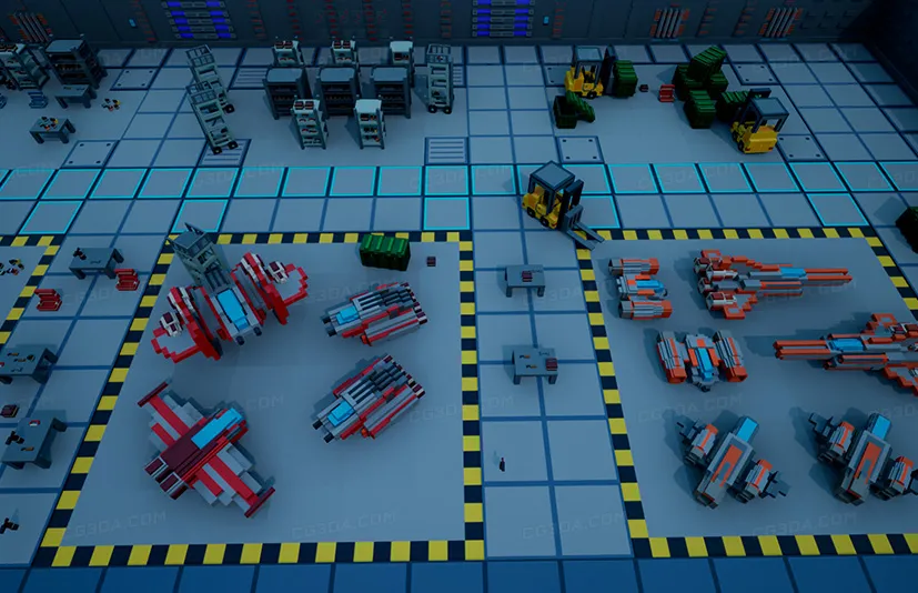 太空飞船、道具和模块化环境瓷砖 - Spaceships, props and modular environment tiles (sci-fi, low poly, voxel)