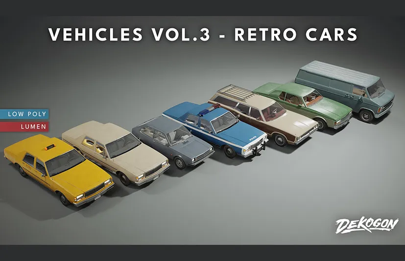 复古汽车车辆（低聚） - Vehicles VOL.3 - Retro Cars (Low Poly)