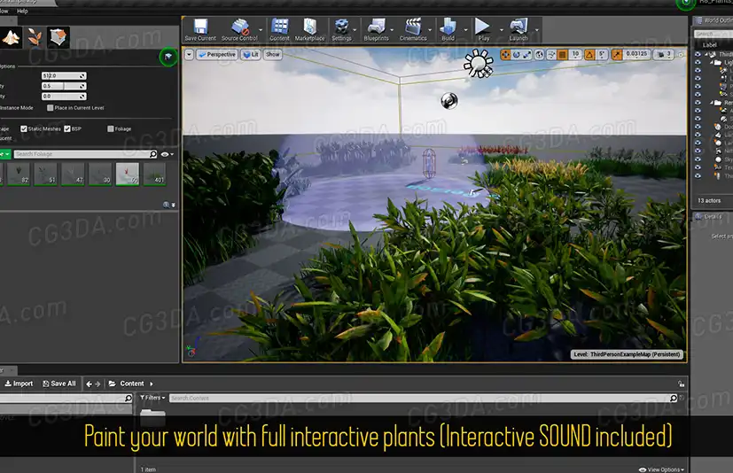 植物草丛-Dynamic Interactive Foliage Plants 8 - Foliage tool and interactive sound