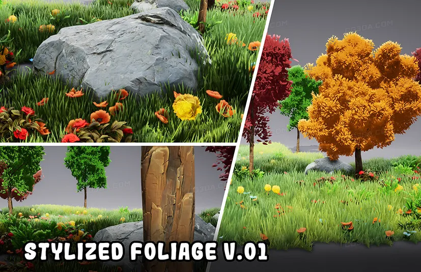 风格化的树叶包 - Stylized Foliage Pack V.01