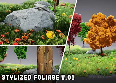 风格化的树叶包 - Stylized Foliage Pack V.01