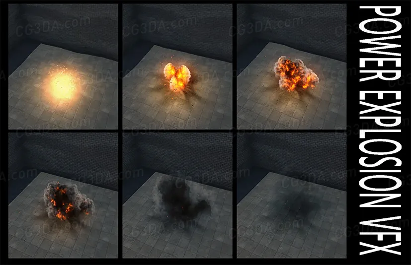 爆炸视觉特效-Power Explosions VFX Pack // Color Explosions // Dust and Sand explosions