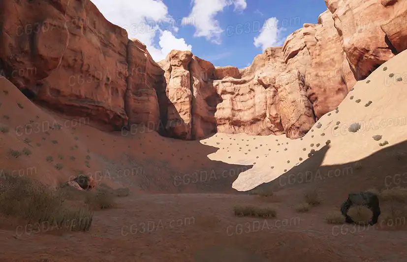 沙漠峡谷-3D Scanned Canyon - Modular Cliffs + Rocks, Grass and more