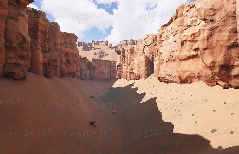 沙漠峡谷-3D Scanned Canyon - Modular Cliffs + Rocks, Grass and more