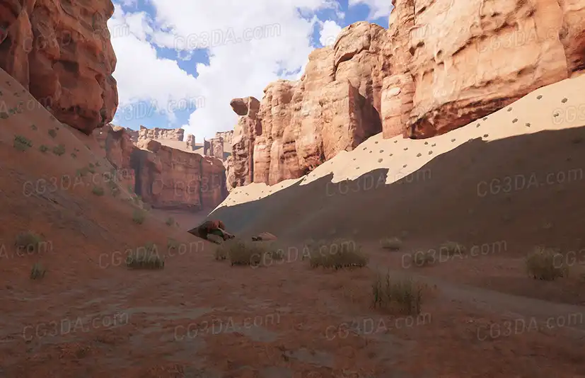 沙漠峡谷-3D Scanned Canyon - Modular Cliffs + Rocks, Grass and more