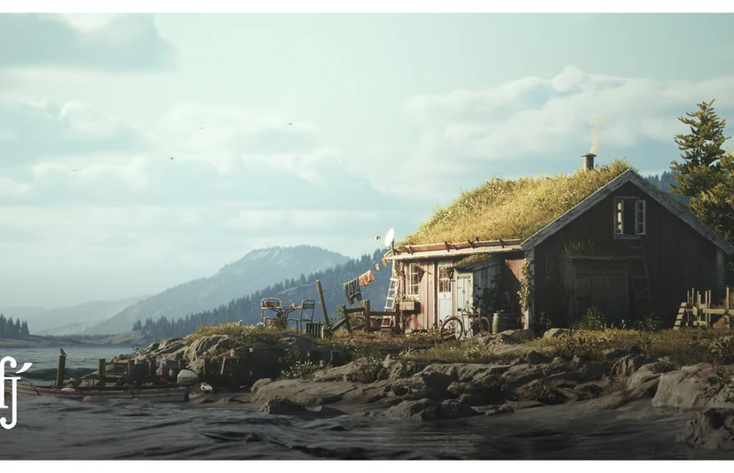 北欧风格钓鱼小屋-沿海湖畔小屋[室内场景 + 室外场景]