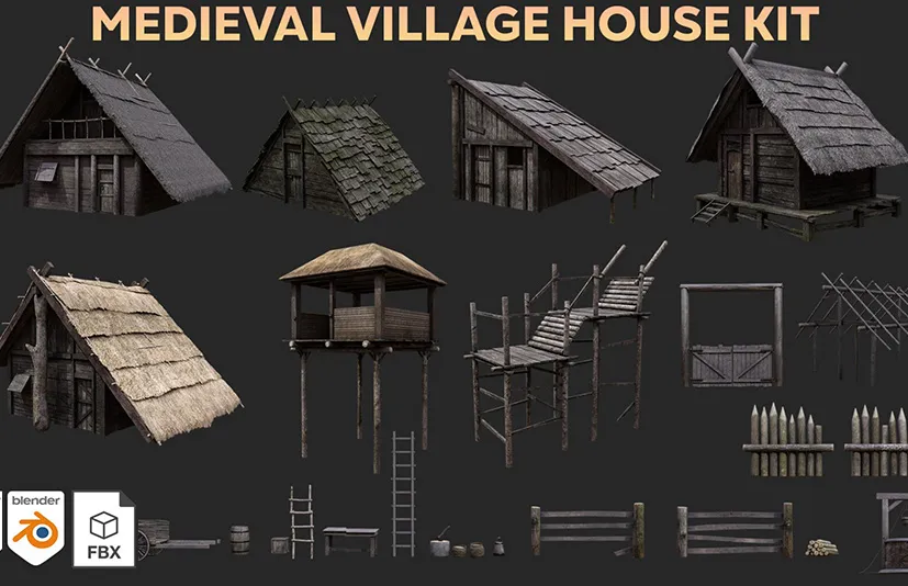 中世纪村庄-Medieval Village Kitbash