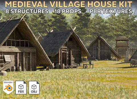 中世纪村庄-Medieval Village Kitbash