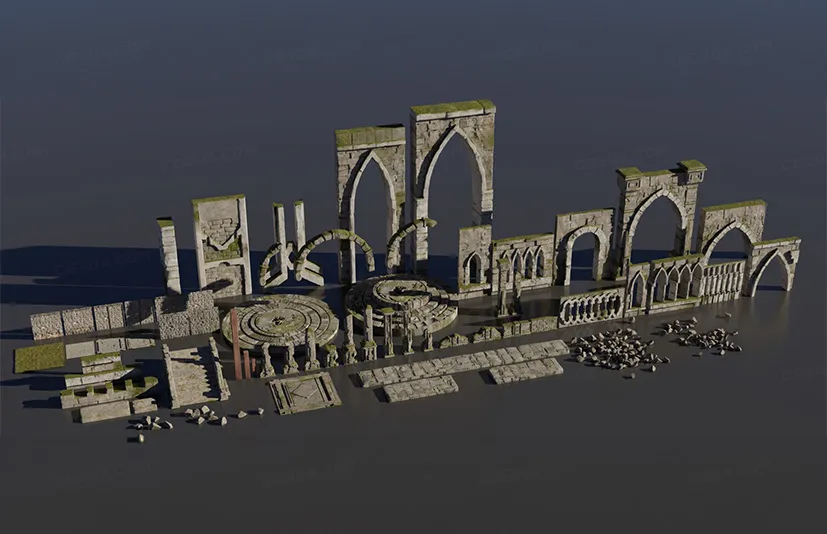 中世纪遗迹建筑合集-Medieval Fantasy Kitbash