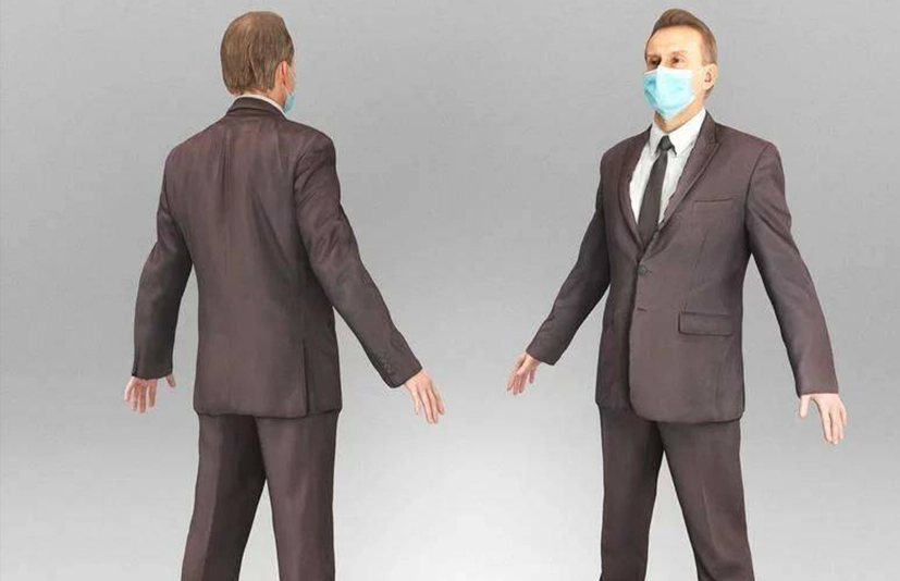 穿着西装、戴着面具的 A 型男人